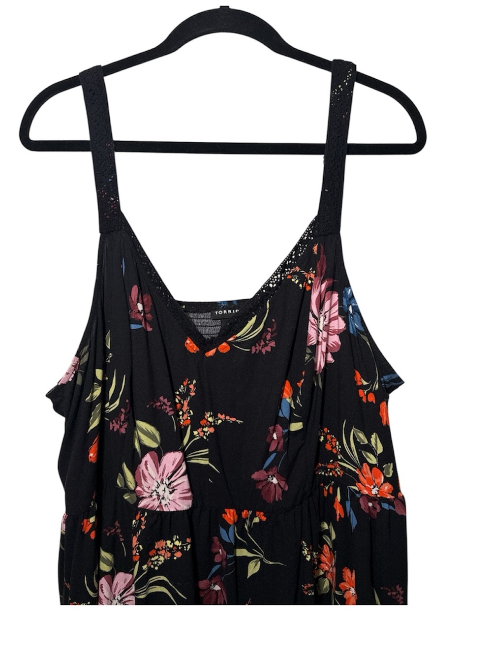 Pre-Loved Torrid Peplum Challis Lace Trim Tank - Size 3 - Picture 5 of 11